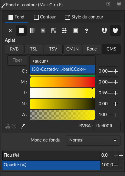 Réglage de la gestion des couleurs dans Inkscape cmjn